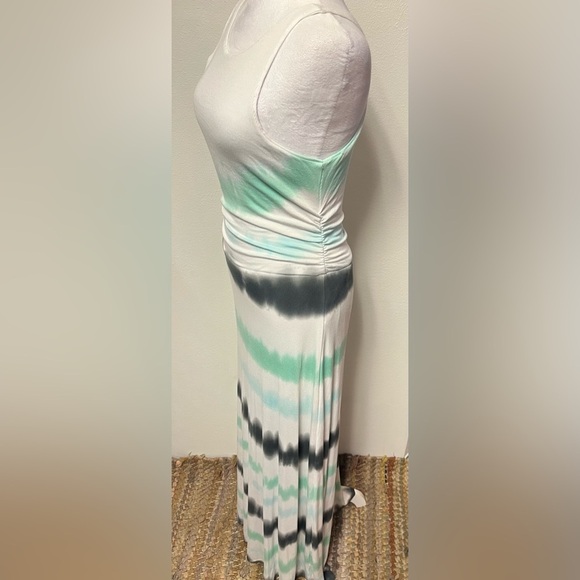 Green Dragon Ribbed Tie Dye Stripe Ruched Maxi Dress Boho Summer 
Size Medium - Picture 3 of 8